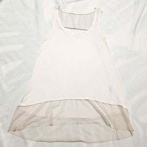 White Mesh Paneled Tank Top